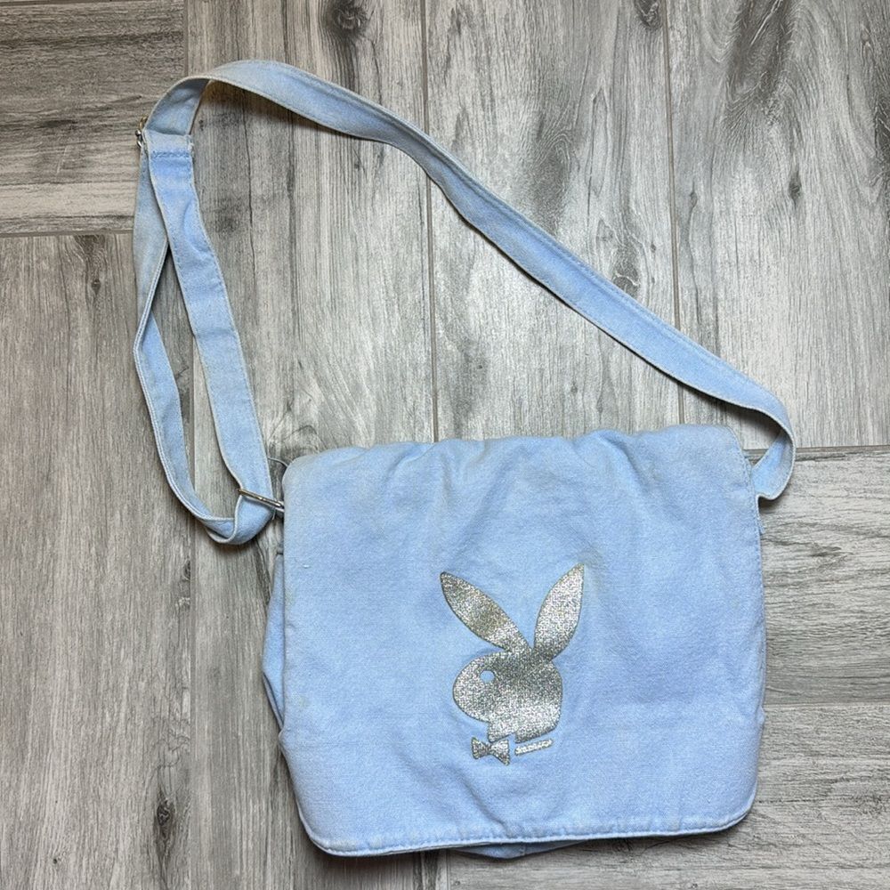 Vintage Playboy Women's Blue Adjustable Flap Crossbody Bag